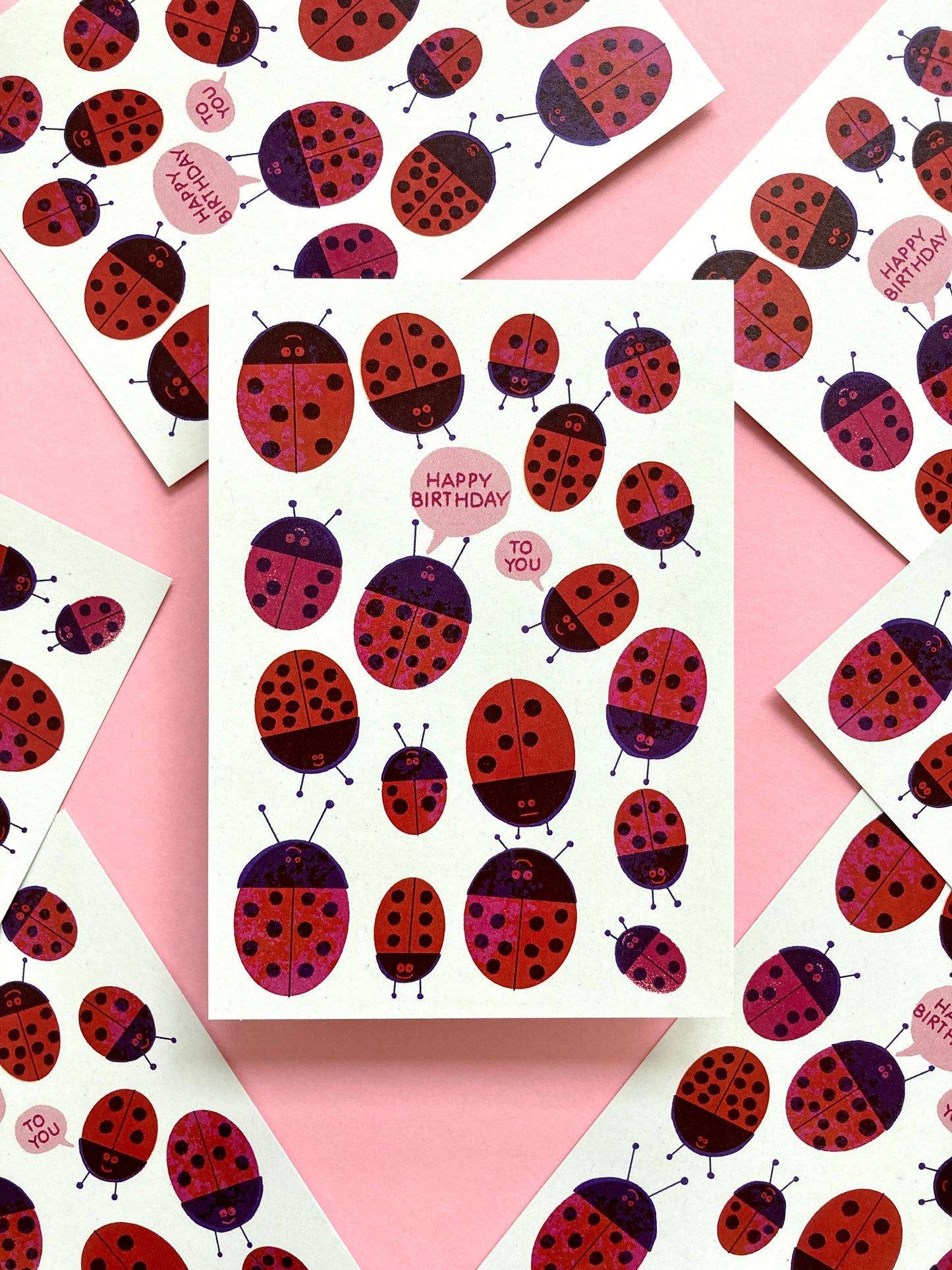Birthday Ladybugs Ansichtkaart DIN