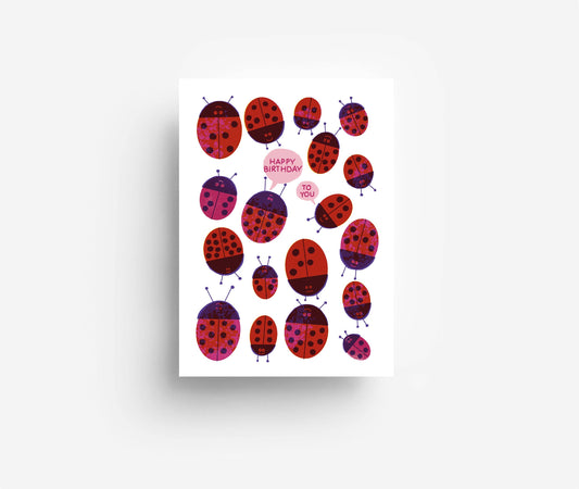 Birthday Ladybugs Ansichtkaart DIN