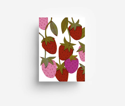 Aardbeien Ansichtkaart DIN A6 - Rookie